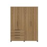 Guarda-roupa Casal 4 Portas 4 Gavetas 100% Mdf Allen 181 Cm - Freijó C/ Preto Fosco - 3