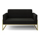Ver imagem 3 de Sofá Namoradeira Base Industrial Alta Dourado Marisa Suede Preto D03 - D’Rossi