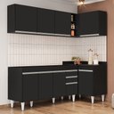 Ver imagem 2 de Armário de Cozinha Modulado de Canto Esquerdo 4 Peças Cp49 Balcão sem Tampo Preto - Lumil Lumil Móve