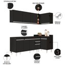 Ver imagem 3 de Armário de Cozinha Modulado de Canto Esquerdo 4 Peças Cp49 Balcão sem Tampo Preto - Lumil Lumil Móve