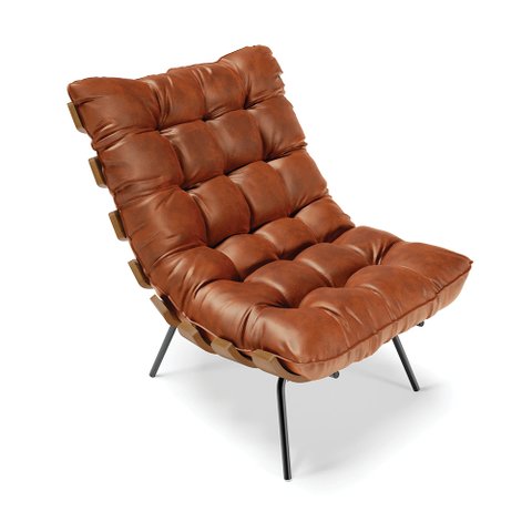 Poltrona Costela Corano Nozes Base Metal - D'Rossi