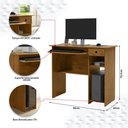 Ver imagem 4 de Mesa Computador Gamer Suporte Teclado CPU Escrivaninha Gaveta Nicho Quarto Escritório Viena Freijó