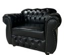 Ver imagem 4 de 1 Sofa Chesterfield Capitone Imperatriz 2.30m (3 Lugares) + 1 Poltrona - Corano Preto/ Barbearia, Tv