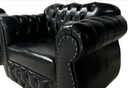 Ver imagem 1 de 1 Sofa Chesterfield Capitone Imperatriz 2.30m (3 Lugares) + 1 Poltrona - Corano Preto/ Barbearia, Tv