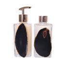 Ver imagem 7 de Kit Lavabo Difusor E Saboneteira Pedra Ágata Banhada À Ouro 24K Verde