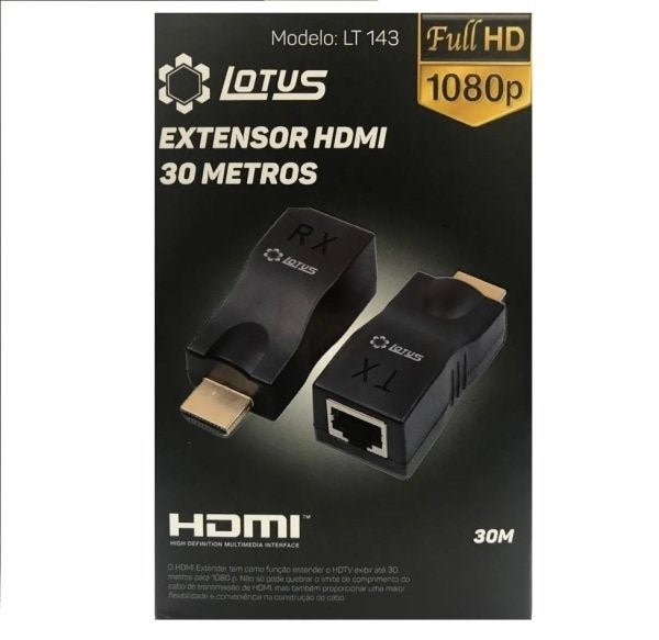 Kit Extensor HDMI 30m Via Cabo RJ45 + Cabo De Rede 3 Metros - 7