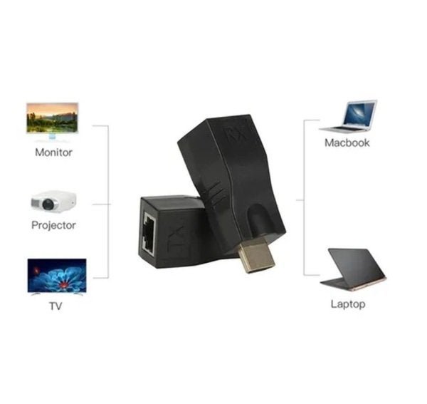 Kit Extensor HDMI 30m Via Cabo RJ45 + Cabo De Rede 3 Metros - 5