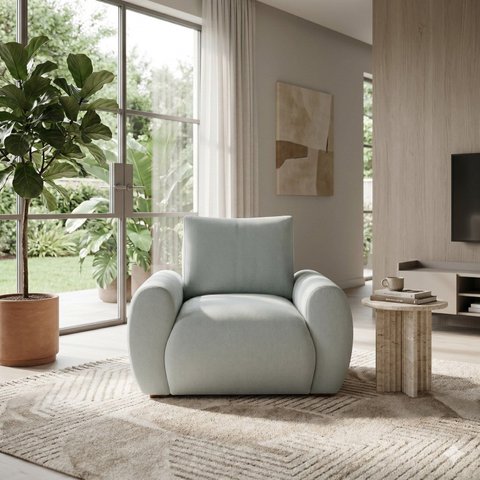 Poltrona Fixa 1 Lugar Chenille Murale 111cm Yescasa