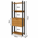Ver imagem 6 de Kit 3 Estantes para Livros 1 Porta 15 Prateleiras Estilo Industrial Lâmina Mel/Preto - BRV Móveis