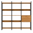Ver imagem 3 de Kit 3 Estantes para Livros 1 Porta 15 Prateleiras Estilo Industrial Lâmina Mel/Preto - BRV Móveis
