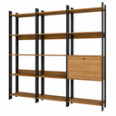 Ver imagem 2 de Kit 3 Estantes para Livros 1 Porta 15 Prateleiras Estilo Industrial Lâmina Mel/Preto - BRV Móveis
