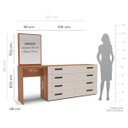 Ver imagem 3 de Cômoda Penteadeira Lisboa 8 Gavetas com Espelho 209x160cm Creme/Freijó 250798