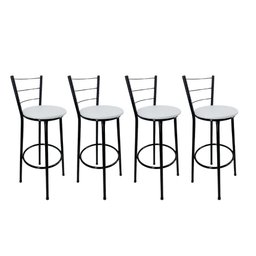 Kit 4 Banquetas Alta Preta Cozinha Gourmet Americana Balcão:branco - 1