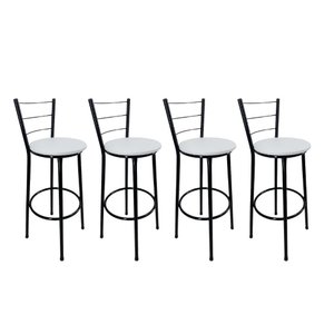 Kit 4 Banquetas Alta Preta Cozinha Gourmet Americana Balcão:branco