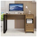Ver imagem 2 de Escrivaninha Mesa Computador Escritório Meta Marrom Caemmun