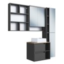 Ver imagem 2 de Conjunto para Banheiro Modulado com 5 Peças Iluminação LED e Cuba 156cm Yescasa Preto/Mel/Grafite