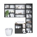 Ver imagem 6 de Conjunto para Banheiro Modulado com 5 Peças Iluminação LED e Cuba 156cm Yescasa Preto/Mel/Grafite