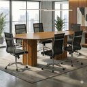 Ver imagem 1 de Kit 7 Peças com Mesa de Reunião com Tampo Orgânico e 6 Cadeiras Tela Mesh Roma Espresso Móveis Marro