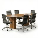 Ver imagem 2 de Kit 7 Peças com Mesa de Reunião com Tampo Orgânico e 6 Cadeiras Tela Mesh Roma Espresso Móveis Marro