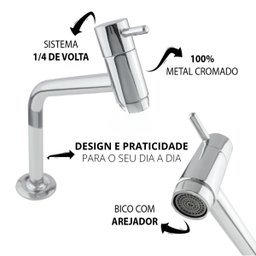Torneira para Lavatório Cromada com Design Clean e Acabamento Brilhante para Banheiros - 9