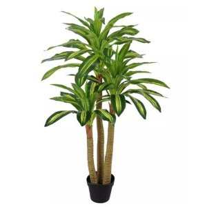 Planta Árvore Artificial Dracena Real Toque com Pote Verde Creme 1,2m