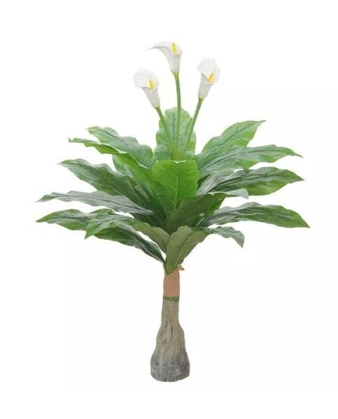 Planta Árvore Artificial Copo-de-Leite Branco Real Toque 1m - 1