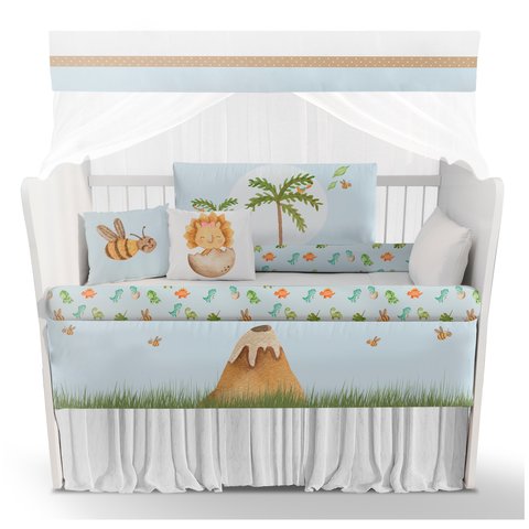 Kit Berço Enxoval de Bebê Dinossauros Verde
