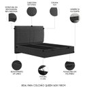 Ver imagem 3 de Cama Queen Flutuante Baú Cabeceira 160cm Fly S05 Linho Preto - Mpozenato