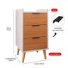 Mesa de Cabeceira Pés Palito Ape 3 Gavetas Cor Off / Cinamomo - Comprar Moveis em Casa - 3