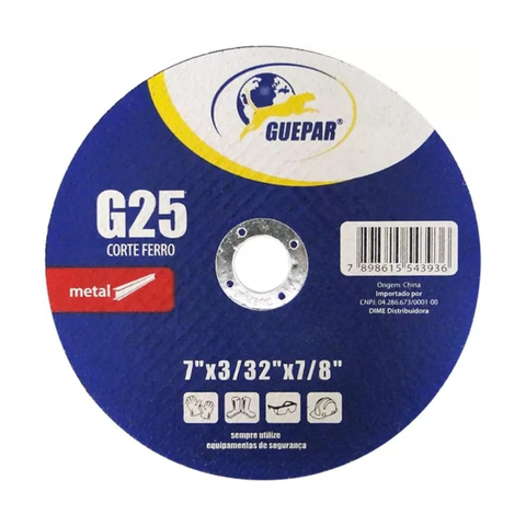 Disco Corte Ferro Guepar 7" X 3/32" X 7/8" C/10 Un