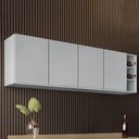 Ver imagem 2 de Armário de Cozinha Aéreo Nevada com Nicho 180cm 4 Portas Cinza Claro - Lumil