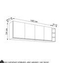 Ver imagem 4 de Armário de Cozinha Aéreo Nevada com Nicho 180cm 4 Portas Cinza Claro - Lumil