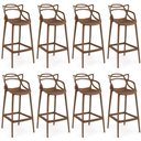 Ver imagem 1 de Kit 8 Banquetas Allegra com Encosto Design Cozinha/bancada - Marrom