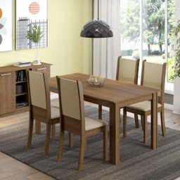 Conjunto Sala de Jantar Mesa 4 Cadeiras Melissa Madesa - 1