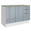 Ver imagem 1 de Balcão de Cozinha 120 cm 2 Portas 3 Gavetas Branco/Cinza Lux Madesa