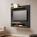 Ver imagem 1 de Painel Osiris Compacto com 3 Prateleiras Moderno Tvs até 32":preto