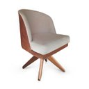 Ver imagem 1 de Poltrona Sophia Courissimo Nozes/Linho Bege - Dominic Decor
