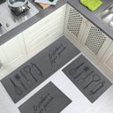 Ver imagem 1 de Jogo Tapete Cozinha Chumbo Algodão Antiderrapante 3 Peças Poesia