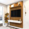 Painel Para Tv Até 55 Polegadas Ripado Impressão 3D Egeo Com Prateleira 1,35M Cedro Edn Cedro - 5