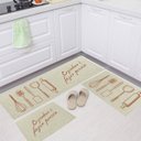 Ver imagem 1 de Jogo Tapete Cozinha Natural Algodão Antiderrapante 3 Peças Poesia
