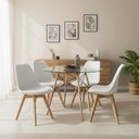 Ver imagem 1 de Mesa Eames Vidro 90cm + 4 Cadeiras Saarinen Wood Seat&Co