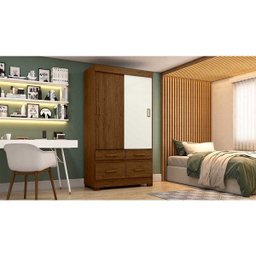 Guarda-Roupa Roupeiro Solteiro Flex 2 Portas Deslizantes 4 Gavetas Briz - 2