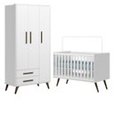 Ver imagem 1 de Berço Americano 3820 e Guarda Roupa 3830 Q Encanto Retrô Branco Acetinado - Qmovi