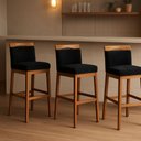 Ver imagem 1 de Kit 3 Banquetas Alta Cozinha Gourmet Conforto Suede:suede Preto