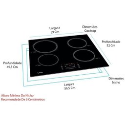 Cooktop de Indução Midea Cyb40P2 4 Bocas 7200W Preto 220V - 10