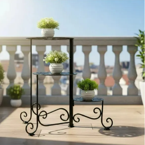 Floreira Articulada de Madeira e Ferro - Painel Jardim Vertical e Suporte de Vasos