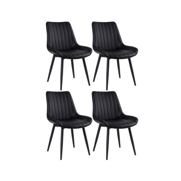 Kit 4 Cadeiras Estofadas Chicago - Preto