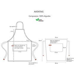 Avental Verde Cintura Algodao Cafeteria Bar Vegano Spa 2un - 4