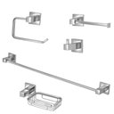 Ver imagem 1 de Kit Acessórios Quadrado Banheiro 100% Metal Cromado 5 Peças