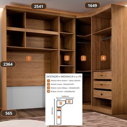 Guarda Roupa Modulado Solteiro Safira 007 em Mdf com 7 Portas e 4 Gavetas - 4